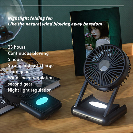 Mini Handheld Fan with LED Night Light